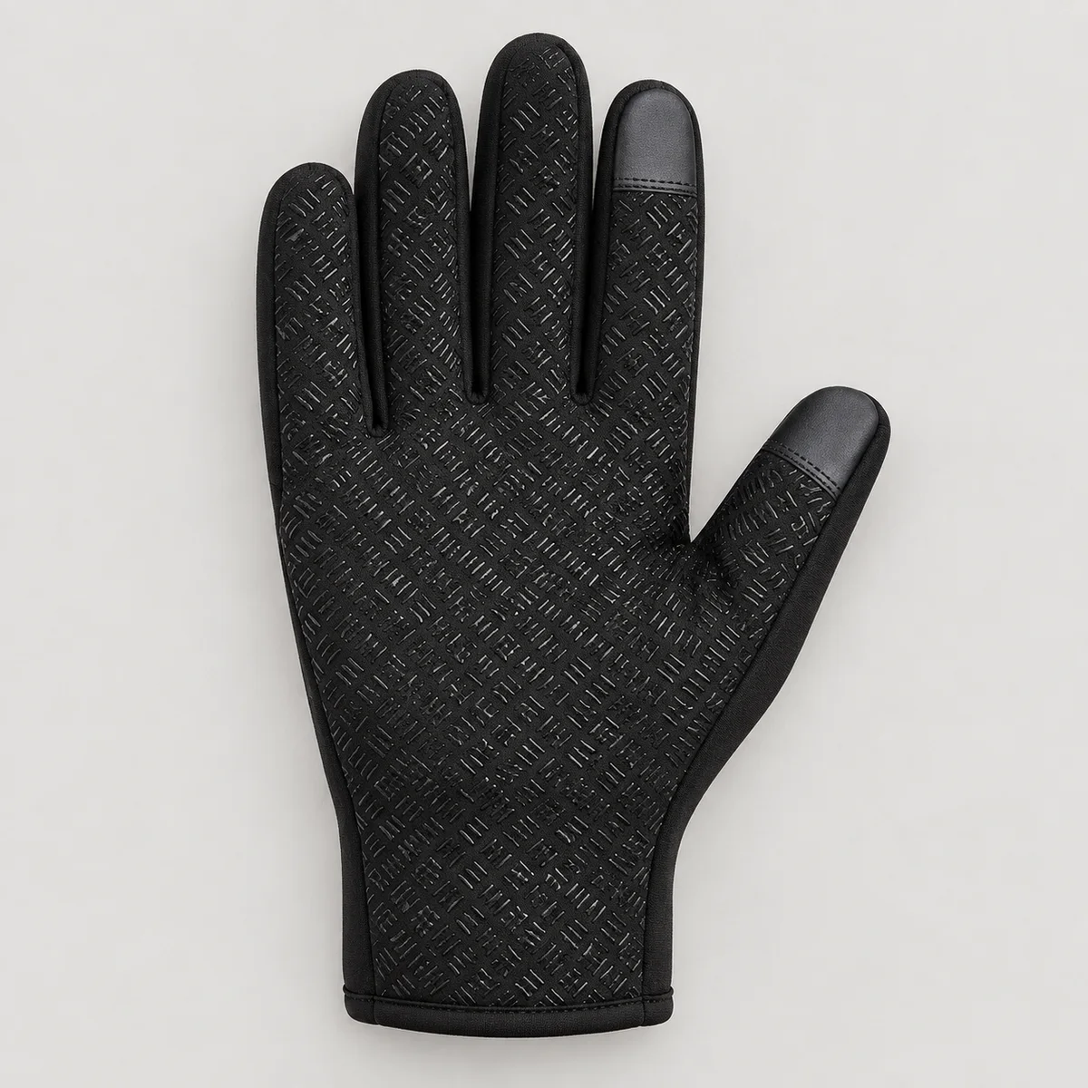 Palmzijde van de zwarte winterhandschoen